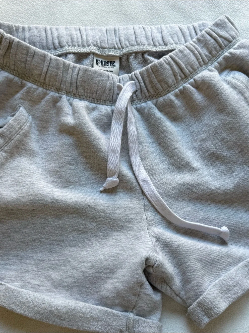PINK Victoria's Secret Heather Gray Girls' Cotton-Blend Drawstring Shorts